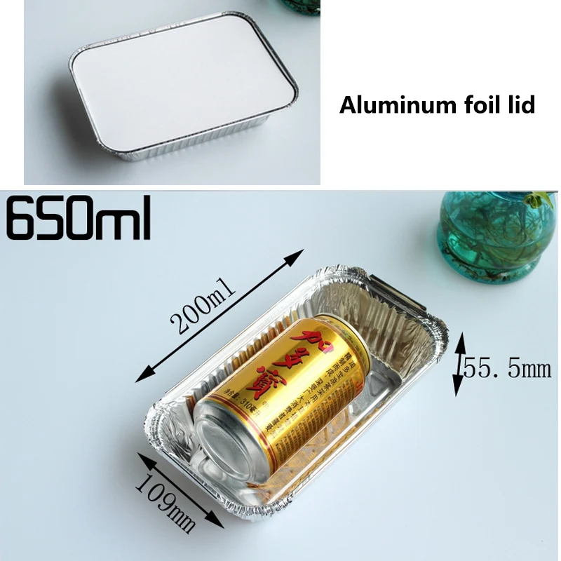 650ml 40sets ZEQIU одноразовая жестяная фольга коробка с крышкой барбекю пиццы выпечки хлеба подходит для барбекю Ресторан пиццерия семейный ужин - Цвет: 650ml 40sets