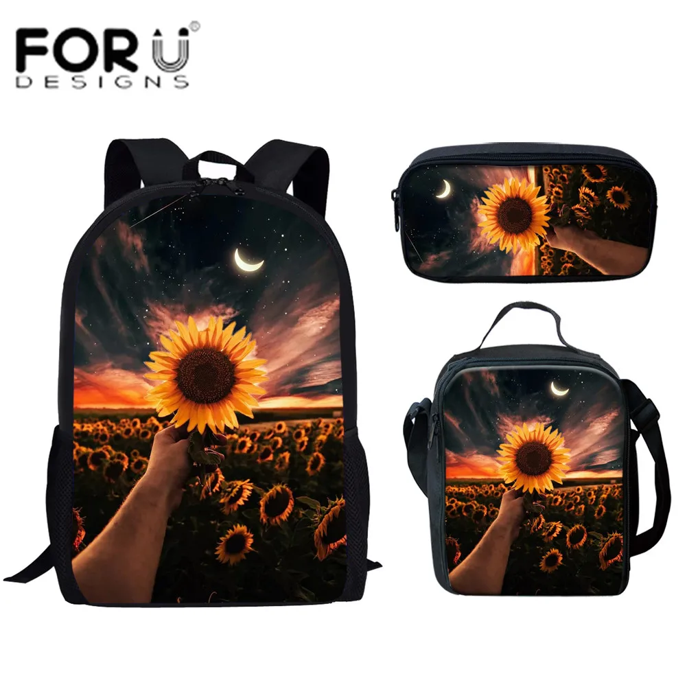 Школьные ранцы FORUDESIGNS с подсолнухами для девочек 3 шт./компл. летние рюкзаки