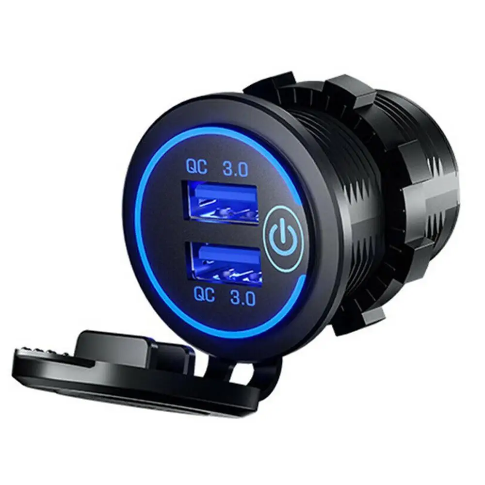 12V/24V QC 3 0 2 USB зарядное устройство с сенсорным выключателем водонепроницаемый