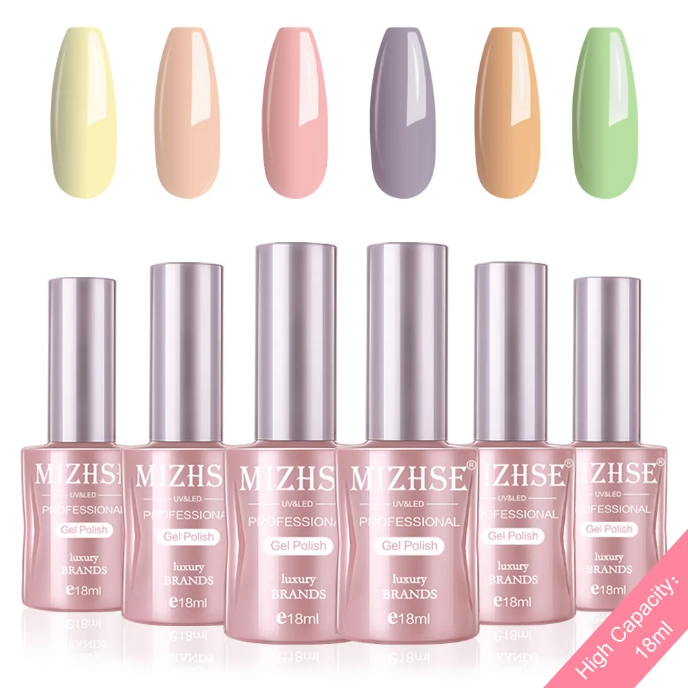 P06 MIZHSE Гель-лак для ногтей Esmalte Permanente Гель-лак набор для маникюра 18 мл Высокая емкость бутылки с подарочной коробкой 6 шт. в комплекте - Цвет: P06