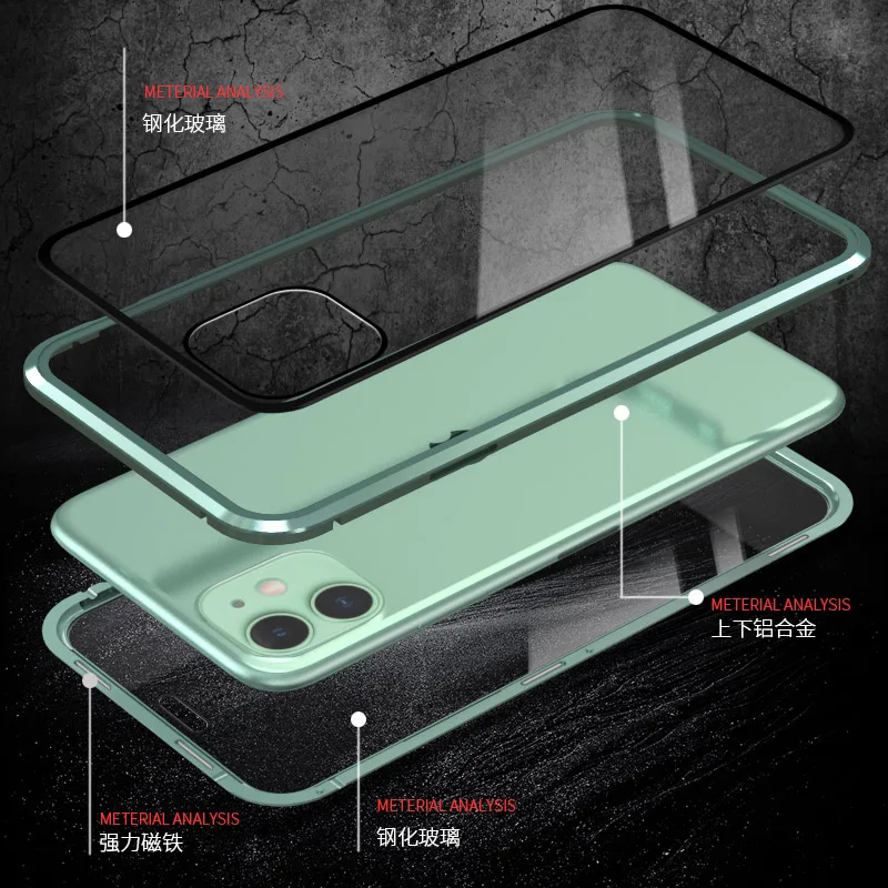 9H двухсторонний Магнитный адсорбционный металлический стеклянный чехол для iPhone 11 Pro XR XS Max для iPhone 7 8 6 Plus 360 Полное защитное покрытие