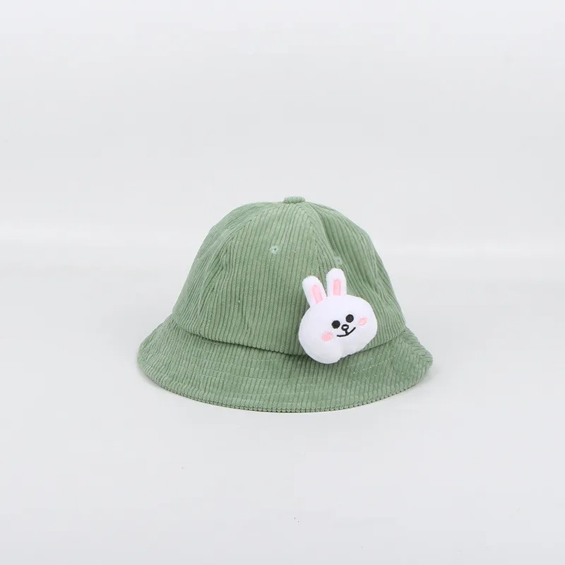 Зеленый Autumn And Winter solid color Cartoon Bucket Hat Fisherman Hat outdoor travel hat Sun Cap Hats for kid boy and girl 17 - Цвет: Зеленый