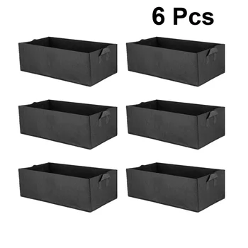 

6pcs Square Planting Bag Root Control Bag Vegetables Plant Flower Nursery Bag Gallon Greenhouse Planter Garden Tool (Black Small