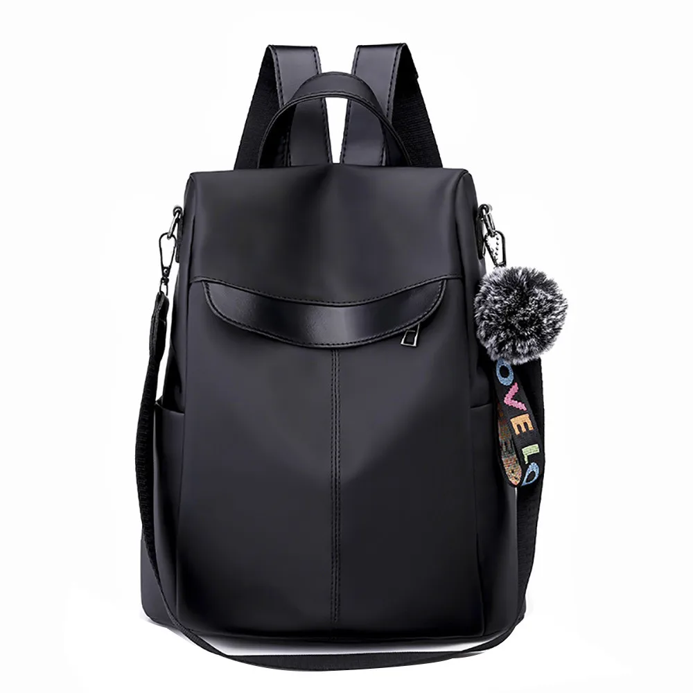 Женская большая Вместительная дорожная сумка на плечо, украшение для волос, студенческий Школьный рюкзак, тренд, дикая оксфордская тканевая сумка, рюкзак для путешествий - Цвет: Черный
