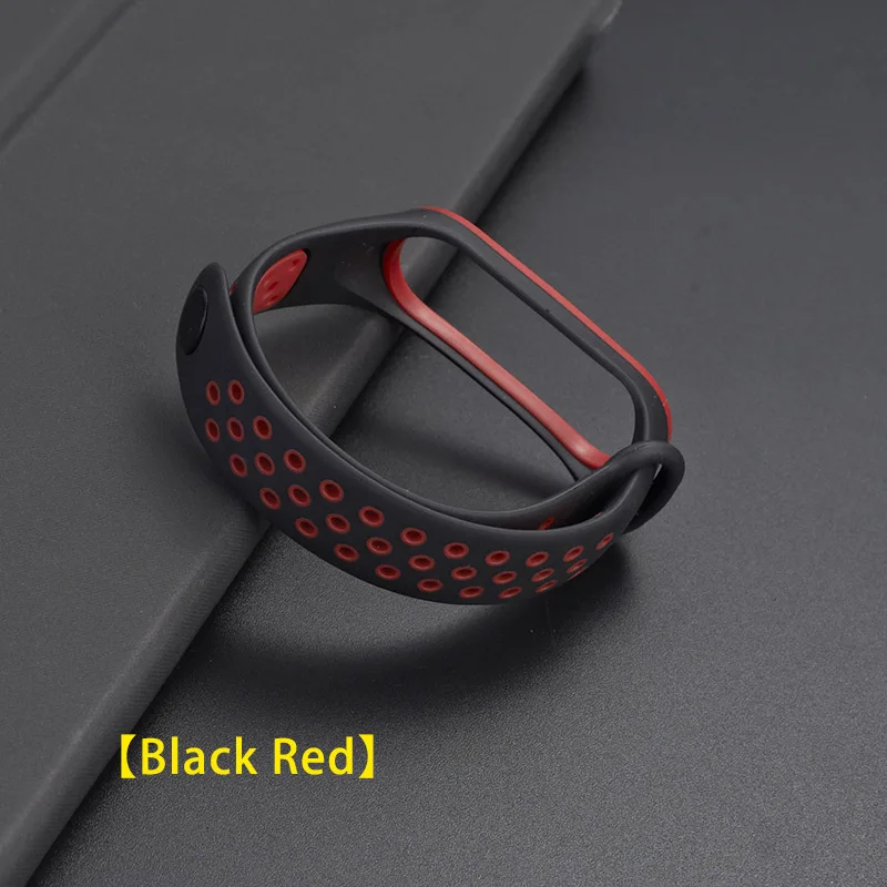 Black Red Силиконовый спортивный дышащий ремешок для Xiaomi mi, браслет 4 для mi Band 3, сменный Браслет - Цвет ремешка: Black Red