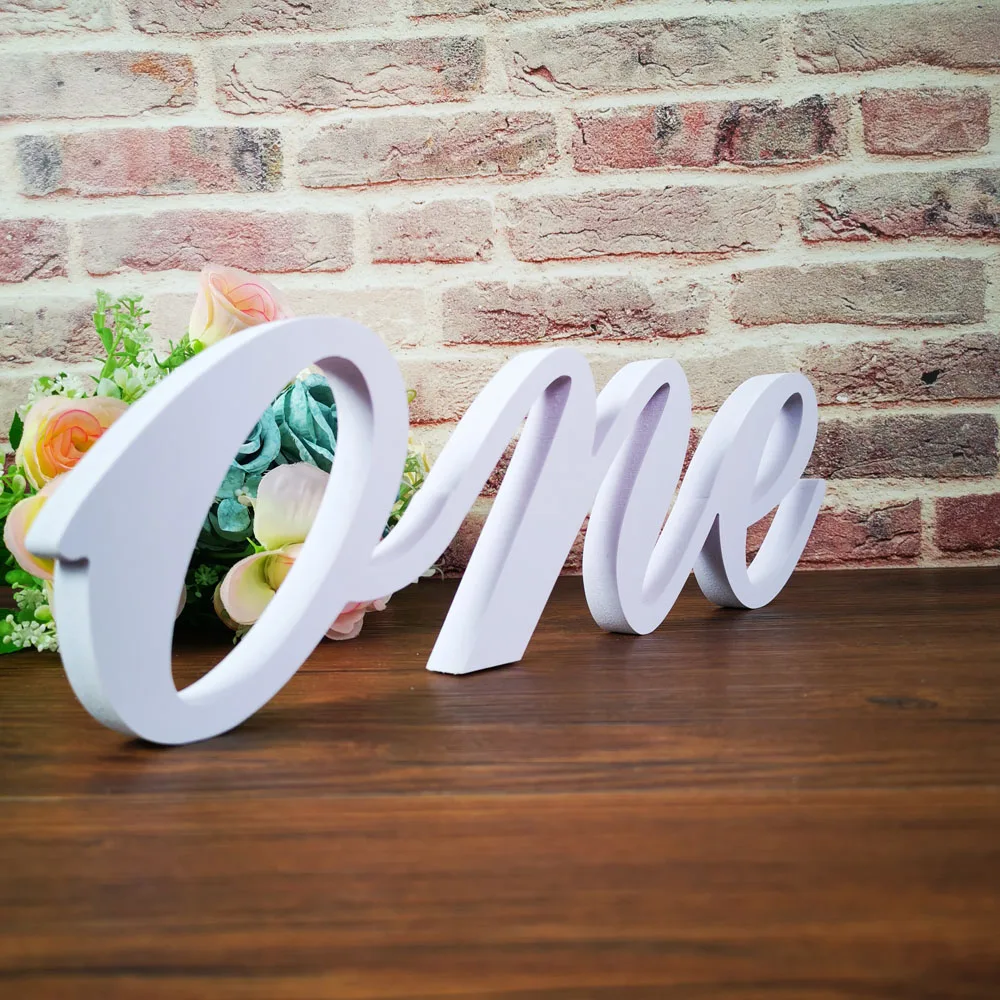 Freestanding wooden letters ONE standing wooden sign photo prop for first  birthday | First birthday decoration | Blue one wooden letter table sign  for