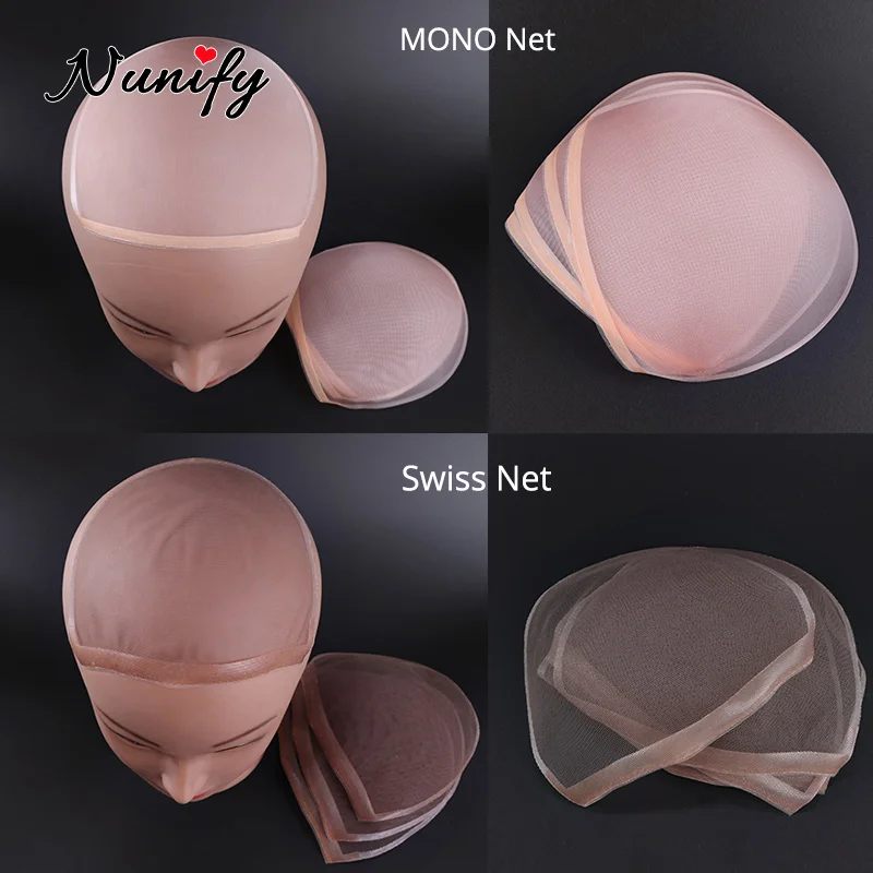 Swiss Lace Wig Net Beige Mono Net Adjustable Elastic Hair Snood Swiss Lace Caps Invisible Frontal 1Pcs/Lot Nunify hair nets