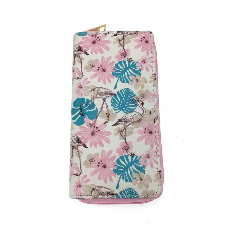 KANDRA цветочные и Фламинго печати длинные женские кошельки из искусственной кожи телефон сумка на молнии клатч Портмоне женские кошельки Держатель для карт