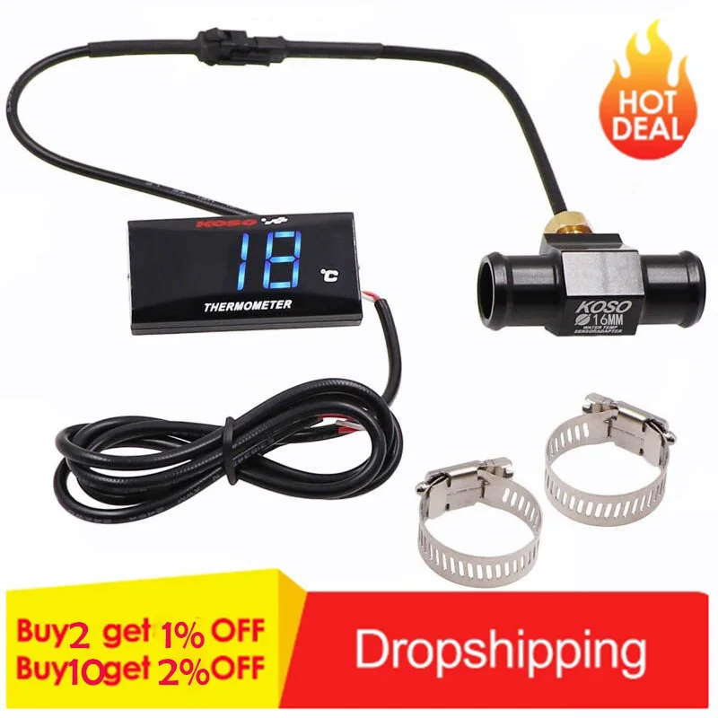 KOSO-Mini medidor de temperatura del agua para motocicleta, accesorio con adaptador de Sensor para XMAX250 300 NMAX CB 400 CB500X