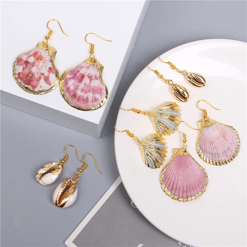 

2019 New Boho Shell Earrings For Women Earring Hanging Pendant Statement Drop Earrings Dangle Sea Shell Summer Beach Jewelry