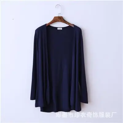 navyblue LIBERJOG вязаный солнцезащитный кардиган свитер для женщин весна осень сплошной низ одежда кардиган женский Свободное пальто с длинным рукавом - Цвет: navyblue