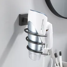 Hair Dryer Shelf Holder Bracket Grey Wall Mounted Aluminium Holder Shelf Storage Rack Storage Organizer Bathroom Accessories