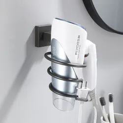 Hair Dryer Shelf Holder Bracket Grey Wall Mounted Aluminium Holder Shelf Storage Rack Storage Organizer Bathroom Accessories