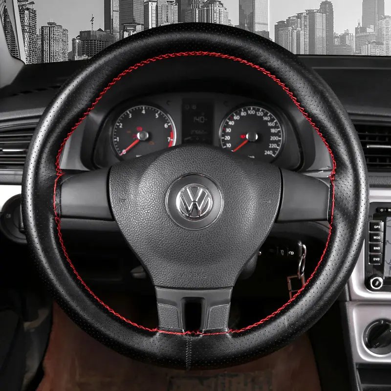 Car Steering Wheel Braid Cover Soft Texture Car Covers With Needles And Thread Artificial Leather Styling Covers steering wheel cover
