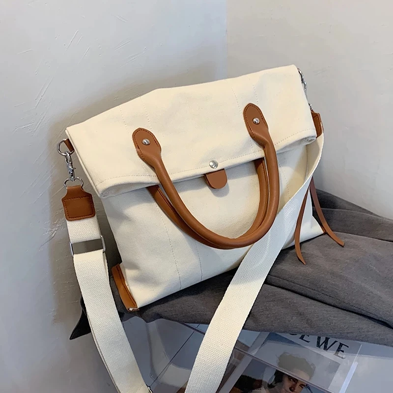 Weysfor Women Canvas Crossbody Bag Ladies Casual Shoulder Bag Foldable Reusable Shopping Tote Bags Beach Bag Female Canvas Bag