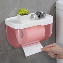 Suporte de papel higiênico à prova d'água, suporte de parede adesivo para guardar tecido, organizador para banheiro