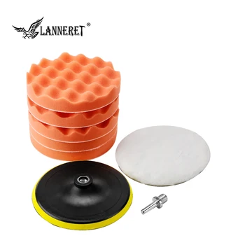 

LANNERET 8PCS 7" 180MM Car Polishing Machine Set 5PCS Sponge Polishing Pad Woolen Polishing Pad Thread Drill Adapter Backing Pad