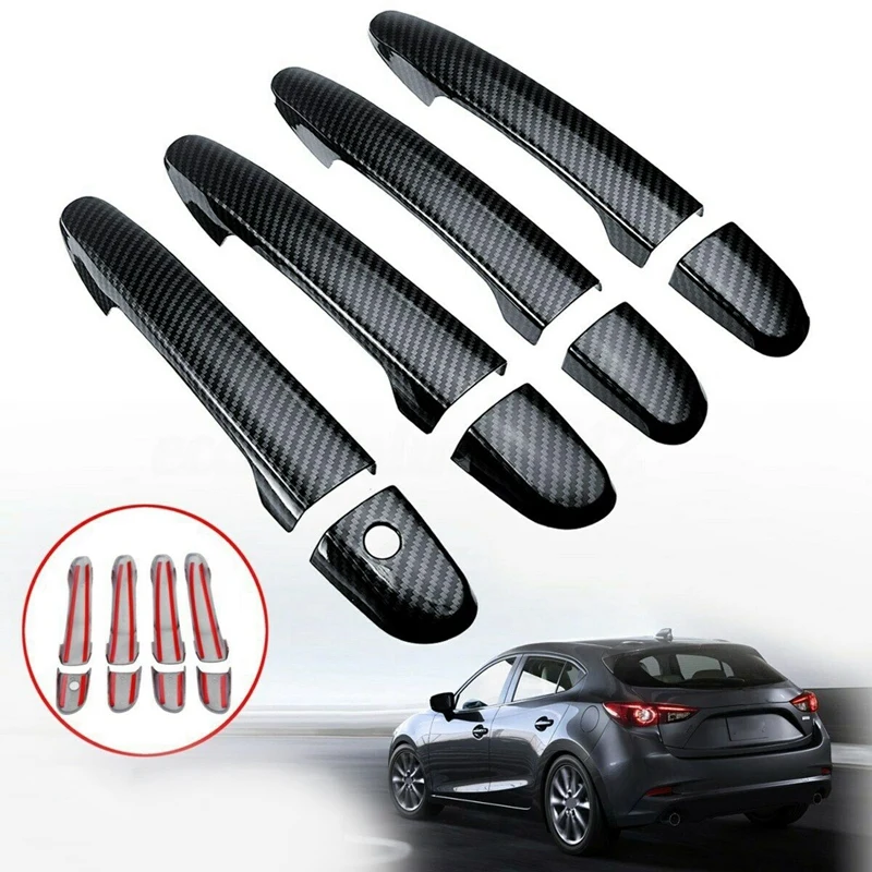 

8Pcs Carbon Fiber Style ABS Outside Door Handle Cover Trim for Mazda 3 6 CX-3 CX-4 CX-5 2013-2018