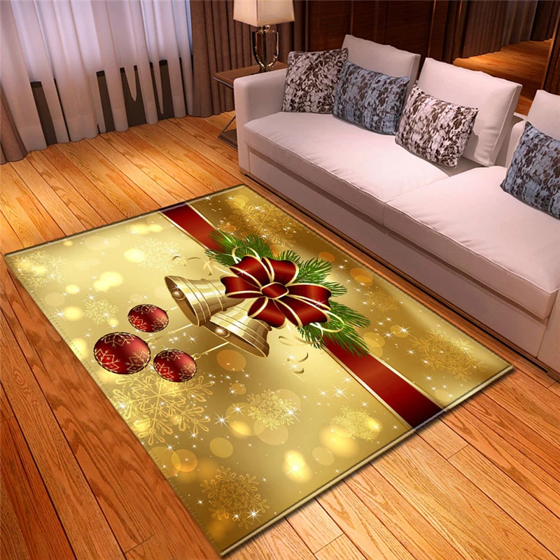 3D большой яркий Противоскользящий Прямоугольный Коврик, мягкий фланелевый моющийся коврик для гостиной, тонкий напольный коврик, рождественские украшения для дома