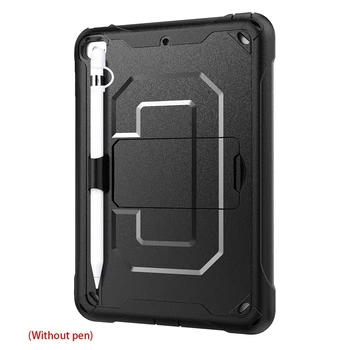 

for iPad Mini 4 Tablet PC Case TPU Shockproof Protective Back Cover with Pen Slot Tablet Stand Case (Black)