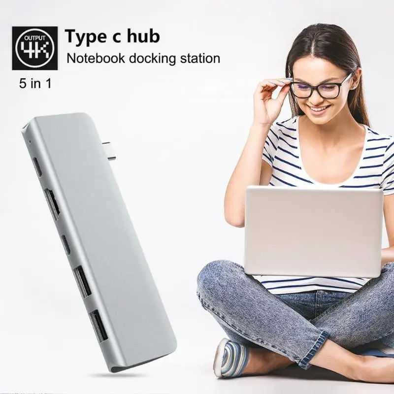 5 в 1 type-C концентратор USB-C до 4 к HDMI USB-C USB3.1 PD Charing адаптер Thunderbolt 3 Расширение Док-станция для MacBook Pro