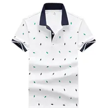 Летние натуральный хлопок Для мужчин раскладная кровать, отложной воротник, рубашка с принтом и с короткими рукавами, рубашка поло рубашка Большой Размеры Повседневное Бизнес поло shan Для Мужчин's