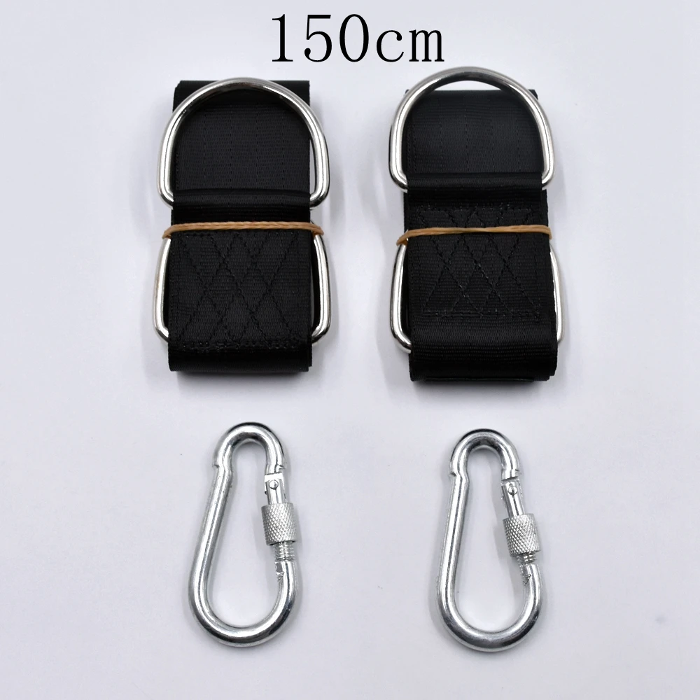 150cm with hooks A Одна пара подвесных гамаков для дерева, Канатный карабин, нагрузка 350 кг, походный гамак, подвесной ремень - Цвет: 150cm with hooks A