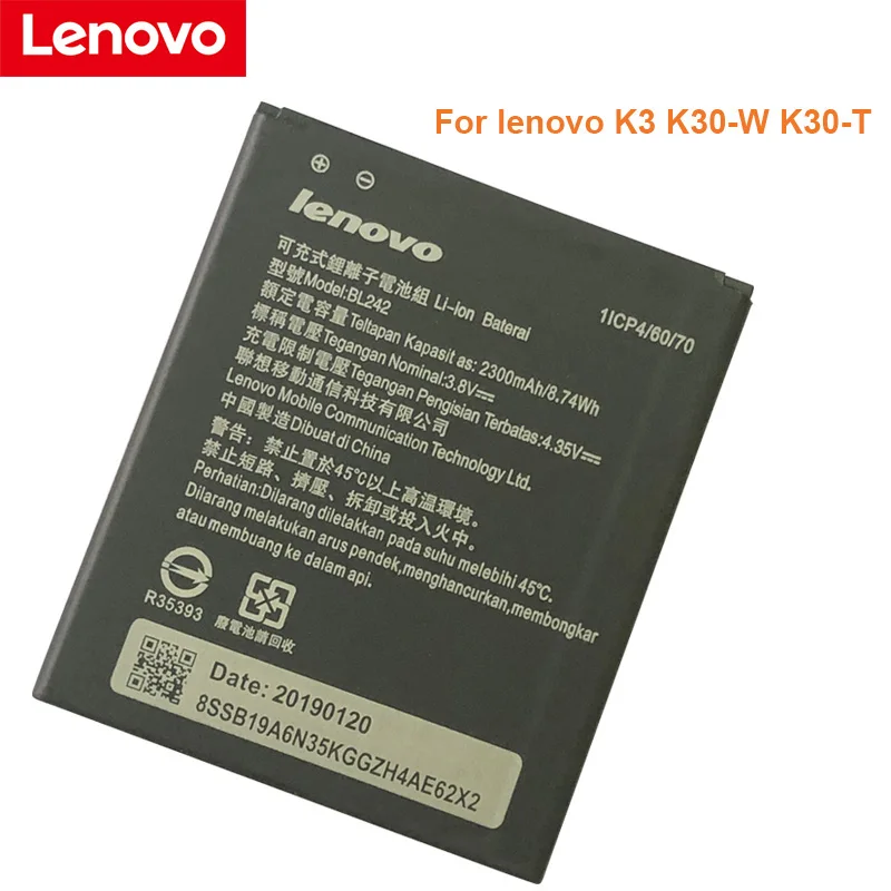 

100% New BL242 Battery for Lenovo Lemeng A6000 K3 K30-T 2300mAH Phone Replacement Battery