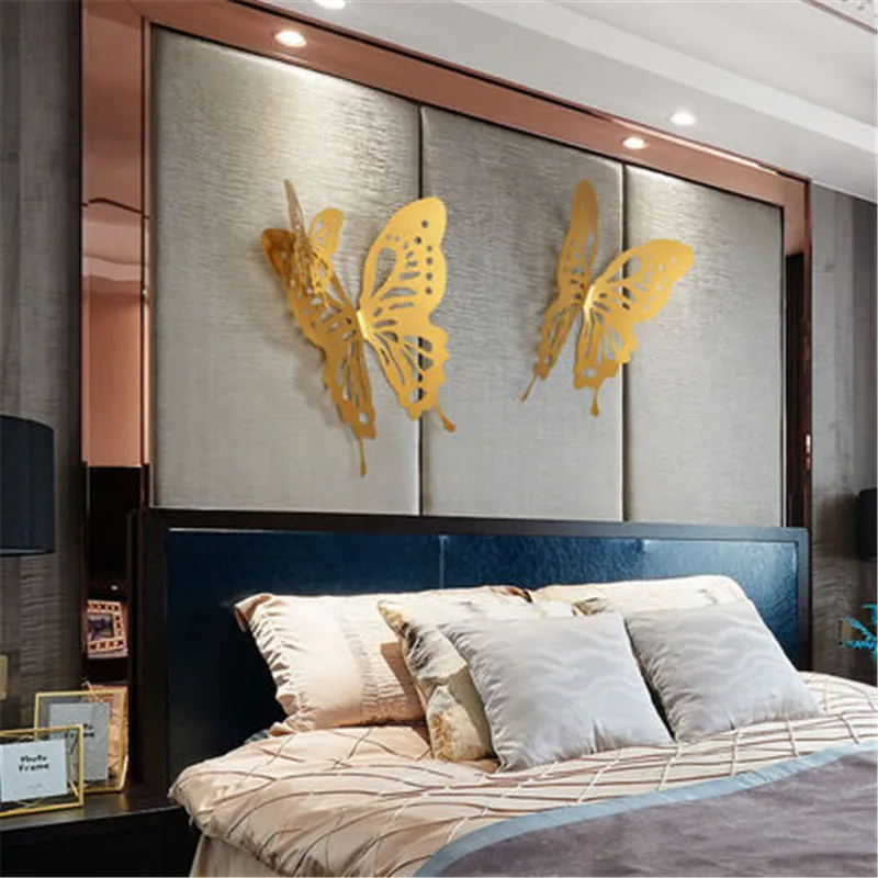  Chinese Style Electroplate Butterfly Iron Art Wall Accessories Stereoscopic Bedroom Background Wall - 4000034712131