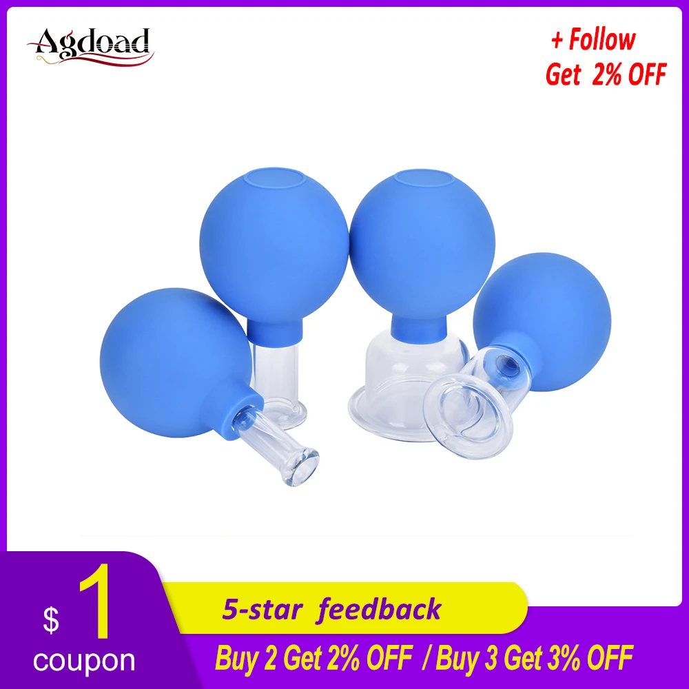 

2/4pcs Facial Massager Cupping Suction Cups Anti-wrinkle Therapy Face Massage Cupping Vacuum Cups PVC Glass Cans
