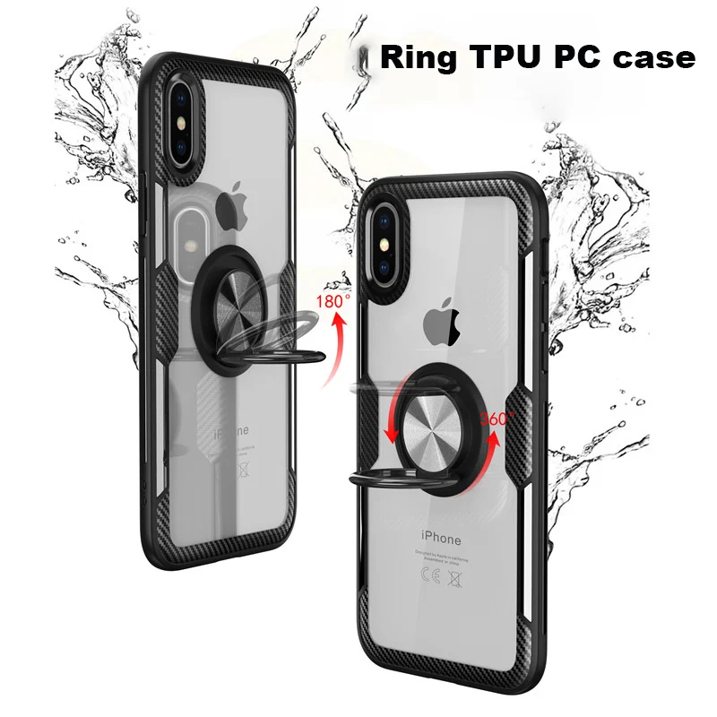 Для Coque iPhone XR Funda X Xs Max полный Чехол Роскошный TPU рамка прозрачный PC Алюминиевый кольцевой кронштейн противоударный