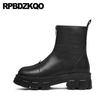 

ankle shoes plus size women white platform boots muffin 41 handmade big crossdresser winter black front zipper 2019 flatform 10