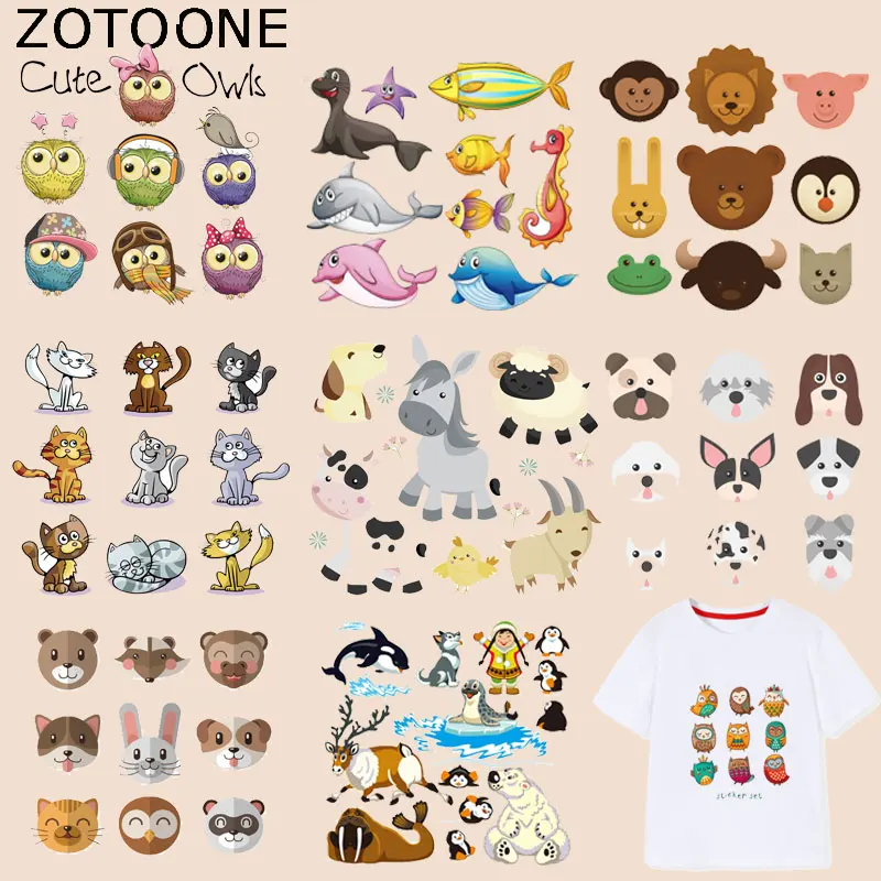 ZOTOONE милые нашивки с животными кошками медведем совой наклейки утюжок для одежды