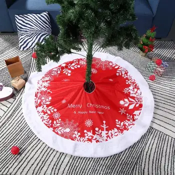 

Christmas Tree Skirt 48 Inch Snowflake Pattern Plush Tree Mats New Year Festive Holiday Decorations for Party Home Decorations