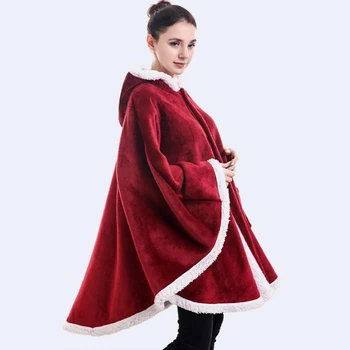 

Hoodie Blanket Cloak Winter Soft Warm Wearable Fleece Weighted Blanket Adult Thick Plush Double Pocket Sofa TV Blanket Hooded