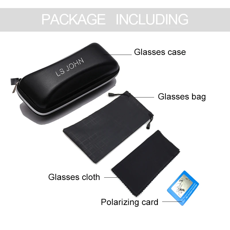 Мужские солнцезащитные очки с поляризацией LS JOHN черные большого размера