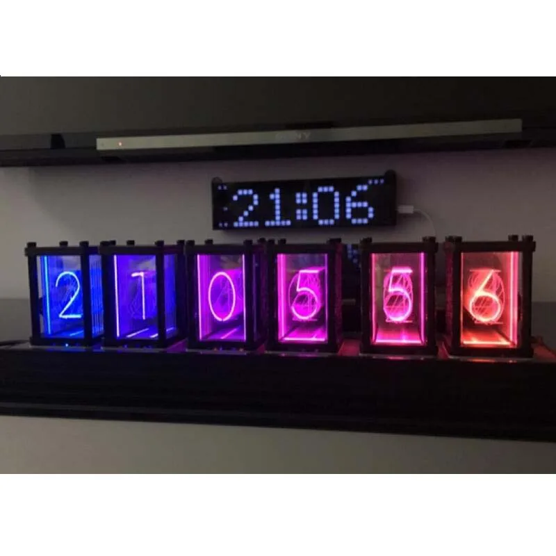 Орех Elekstube 6 бит RGB светодиодный светящиеся цифровые часы Nixie трубки Электронный