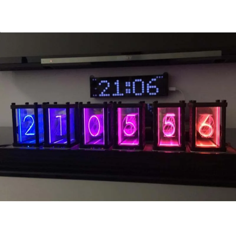 Elekstube Retro Desk Clock Glow Digital Clock Nixie Tube Kit DIY Electronic 