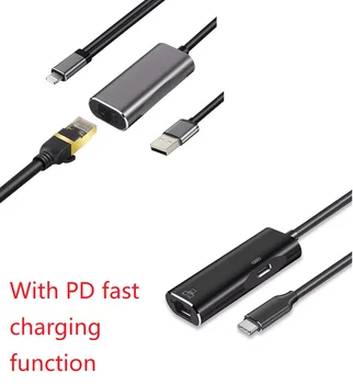 

Suitable for iPhone iPad and Type-C Lightning to RJ45 Ethernet LAN wired network adapter Network Card 100Mbps /1000Mbps Huawei