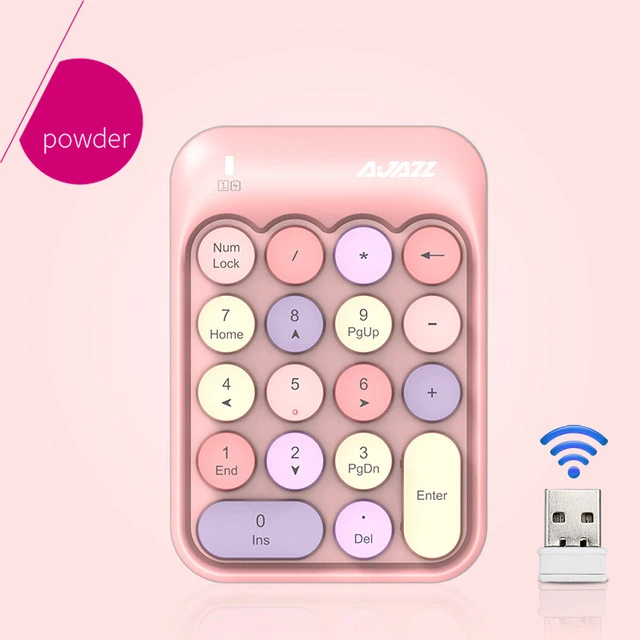 AK18 2,4G Красочные ключ Беспроводной цифровая клавиатура, Портативный милый 18-круглый ключ финансовых цифровые клавиши клавиатуры для ноутбука, Тетрадь - Цвет: Colorful-pink