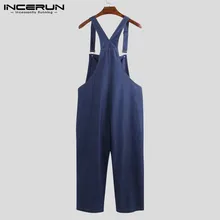 INCERUN, мужские джинсовые комбинезоны на подтяжках, осенние брюки, рабочие штаны размера плюс, повседневные Комбинезоны с карманами, Комбинезоны