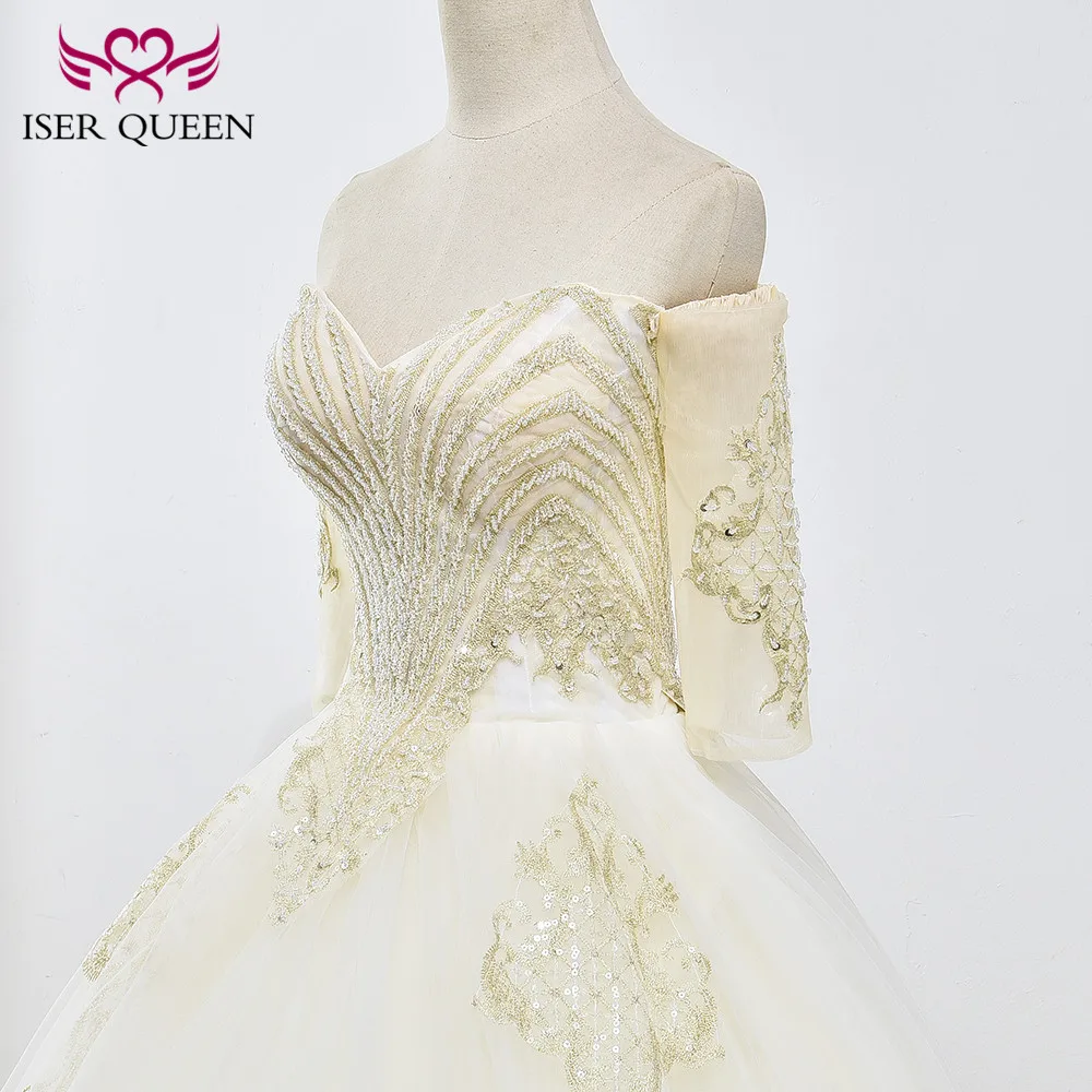 Милое Платье с вышивкой на шее, с короткими рукавами, блестящее Атласное Бальное Платье, Свадебное платье, хорошее качество, свадебные платья WX0025