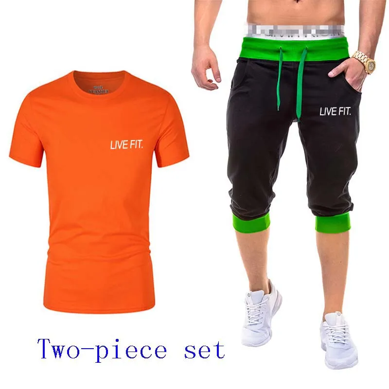 

2Pcs/Set Men's Tracksuit Gym Fitness Compression Sports Suit Clothes Running Jogging Sport Trousers Pant Exercise Workout Tights