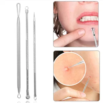 

3pcs/set Blackhead Comedone Acne Pimple Blackhead Blemish Remover Tool Spoon For Face Skin Care Tool Needles Facial Pore Cleaner