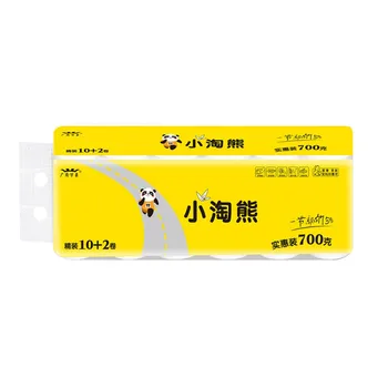 

Soft Roll Paper 4 Layers Cute Bear Print Packaging Home Kitchen Household Coreless Toilet Paper Napkins Cleaning Supplies 12PCS