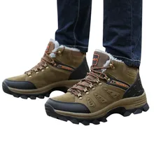 Бархатная теплая хлопковая обувь; пара зимних нескользящих ботинок на толстой подошве; уличная прогулочная Мужская обувь для взрослых; кроссовки; большие размеры; botas hombre