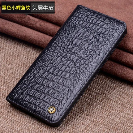 Чехол-книжка из натуральной кожи с натуральным лицевым покрытием для Xiaomi Redmi Note 8 Pro/Redmi Note 8, чехол для телефона с подставкой, кожаный чехол - Цвет: Black 3