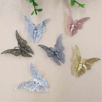 

JXMYLAI 35*32mm Copper 3 Colors Plated Filigree Butterfly Fashion Hollow Out Butterfly Connectors Findings For Jewelry Making