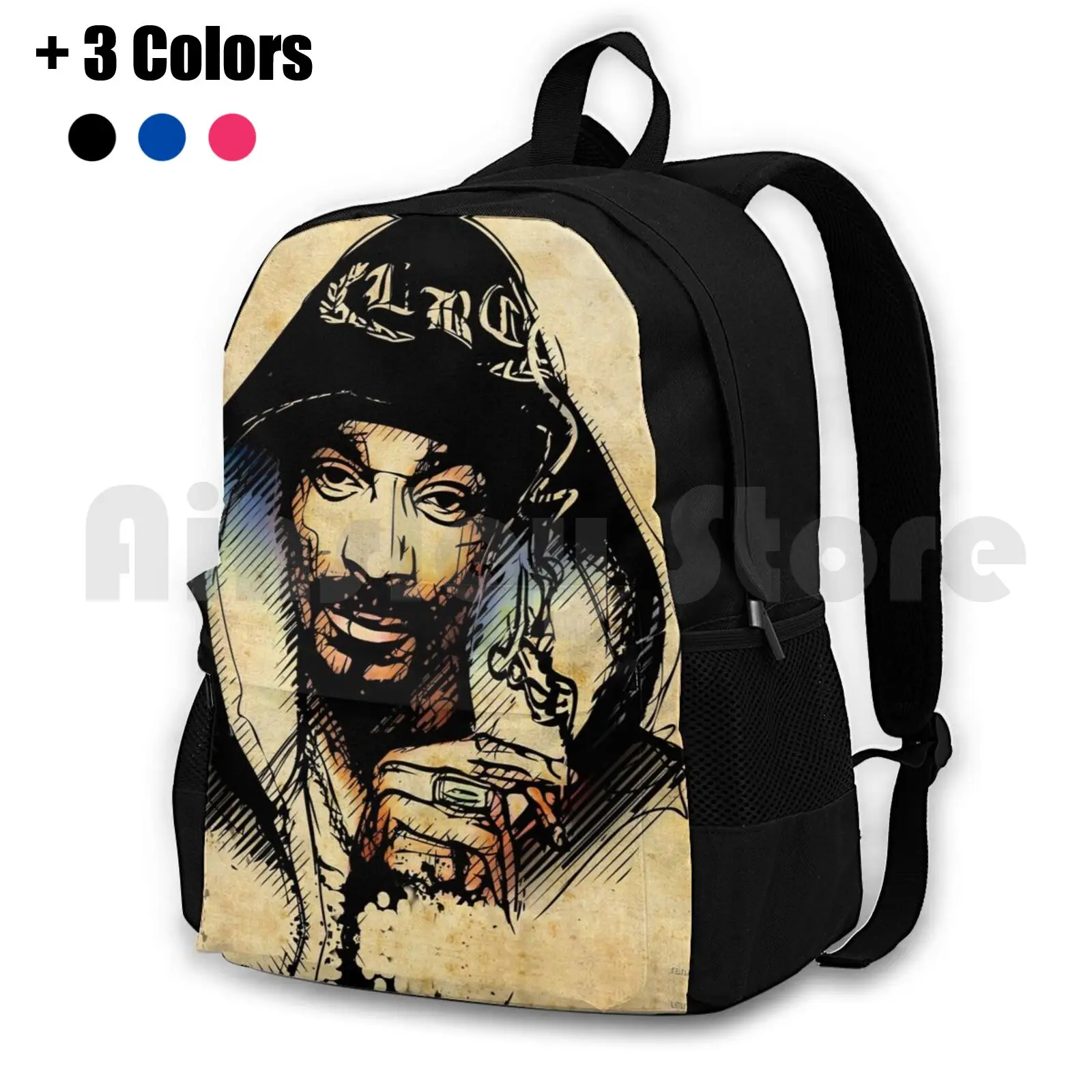 

Наружный походный рюкзак, водонепроницаемый, для кемпинга, путешествий, художественный, черный, гангстер, хип-хоп, чернила, музыкальный портрет, эскиз рэп певицы