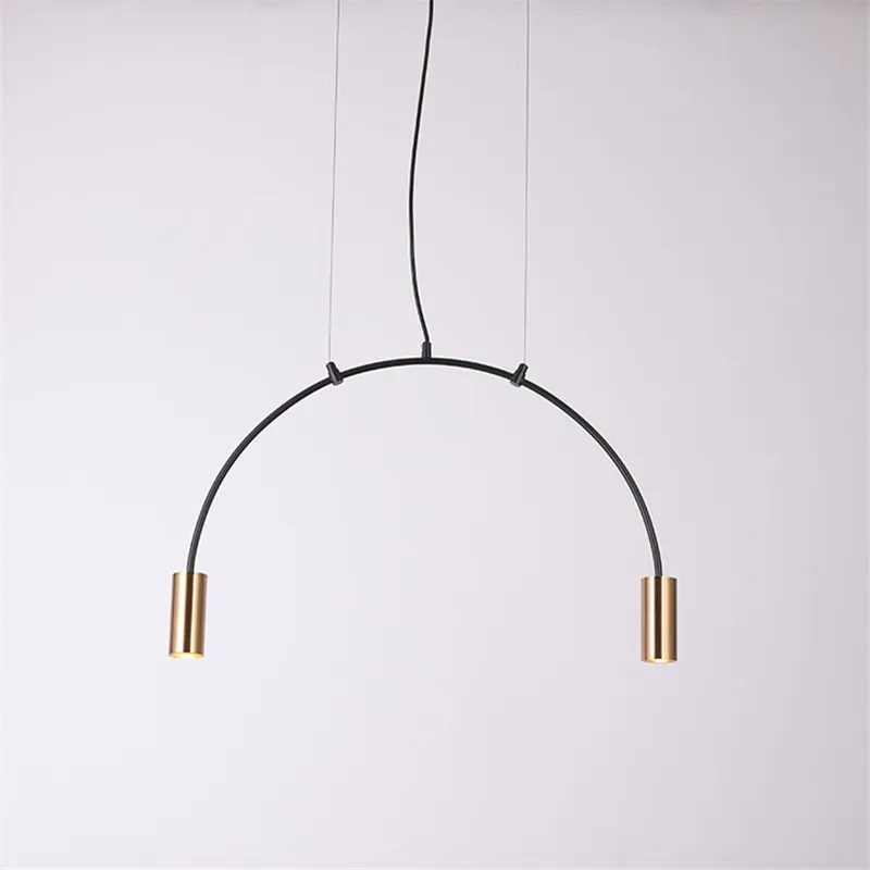 

Modern Restaurant Geometric Semicircle Arched Chandelier Designer Atmosphere Dinning Room Coffee Shop LED Lamp Free Shipping